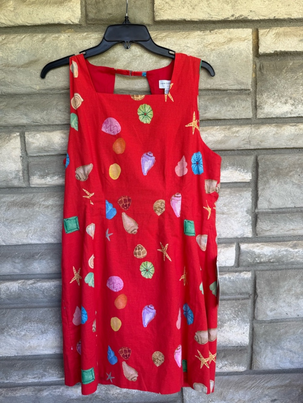 Never Fully Dressed Red Backless Mini Dress with Bow and Seashell Print - Picture 3 of 7